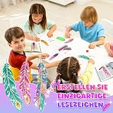 Jovicos 5D Diamond Painting Bookmarks Kit Feather Shape 6 Pcs for Girls view 2