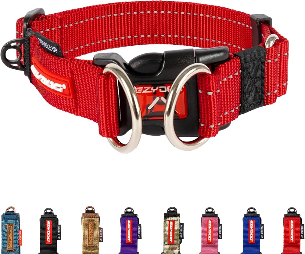 EzyDog Double Up Dog Collar Reflective Neoprene Nylon X-Large Red