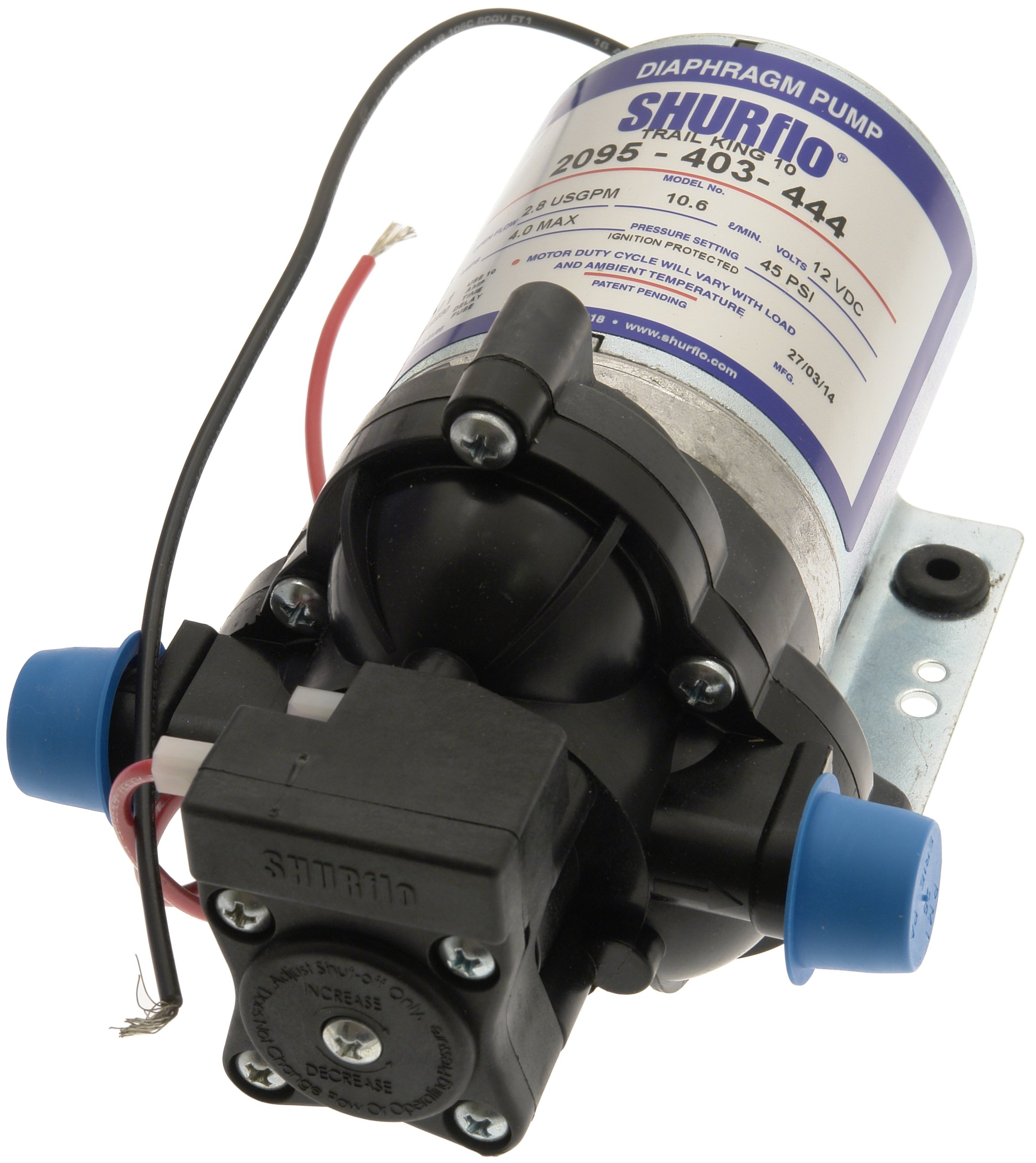 Shurflo 2095403444 Trail King 10 Water Pump12V/45psiSilver, Silver