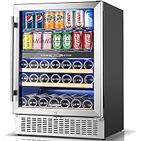 BODEGA 24 Inch Beverage and Wine Cooler, Built-in and Freestanding Wine Beverage Refrigerator Dual Zone, Holds 80 Cans…