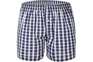 Cinvik Mens Cotton Boxers Funny Woven Pattern Plaid Boxer Shorts Inseam Pajamas Single Pack