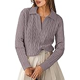 ANRABESS Womens Cable Knit Sweaters Long Sleeve V Neck Sweater Tops Casual Pullover Polo Shirts 2025 Fall Fashion Outfits