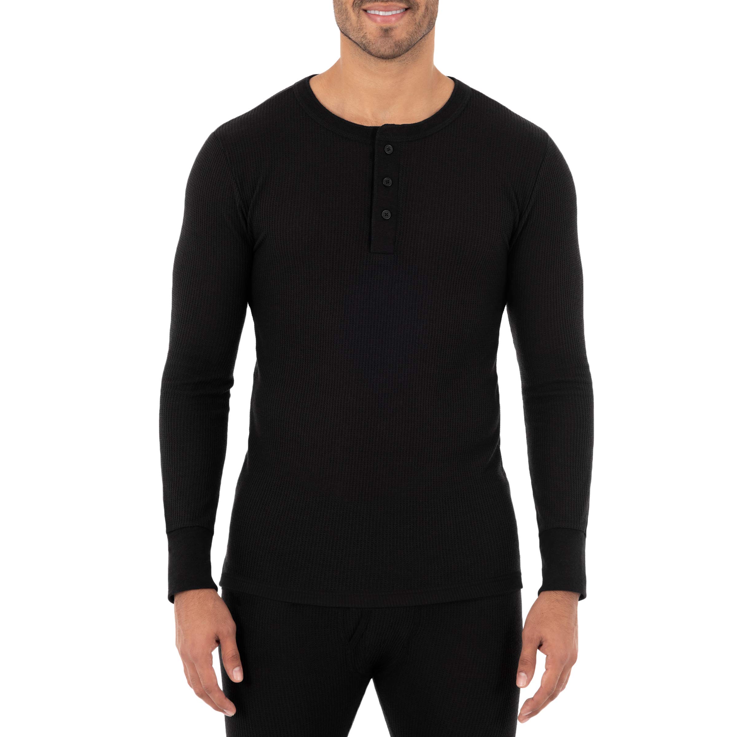 Fruit Of The Loom Men's Recycled Waffle Thermal Underwear Henley Top (1