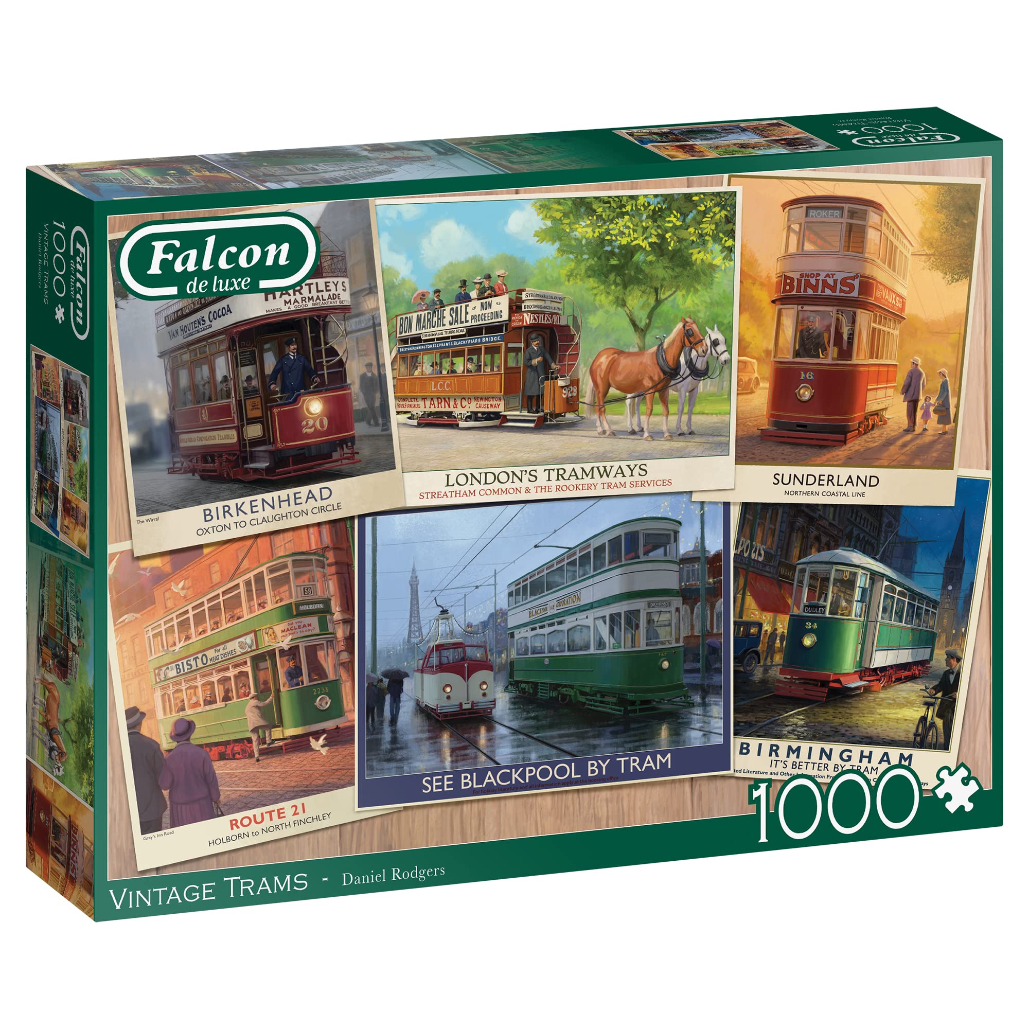 Jumbo, Falcon de luxe - Vintage Trams, Jigsaw Puzzles for Adults, 1000 piece