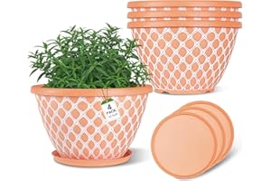 Nooulap 4 Pack Pots for Plants, Durable Large Plant Pot, All-Weather Flower Pot for Indoor Outdoor Patio Yard, Garden Planter