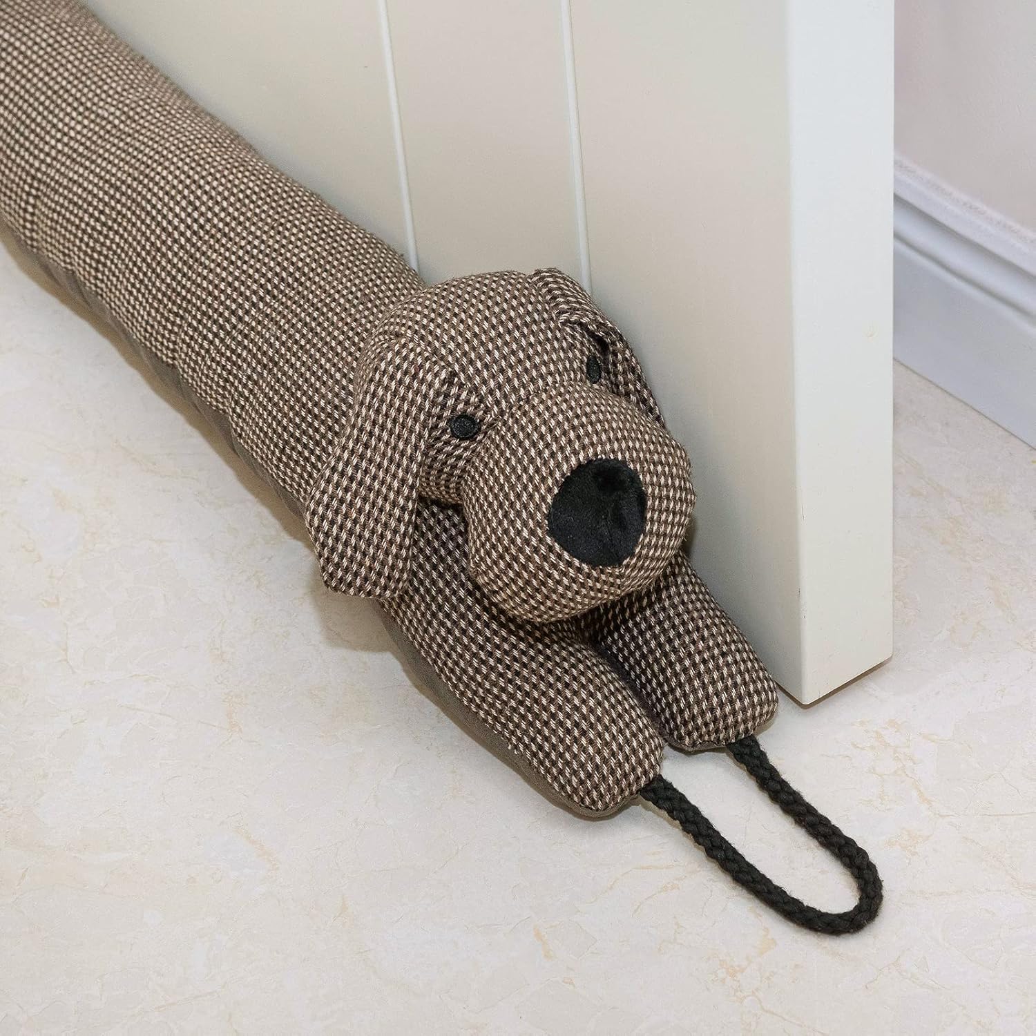 Draft Stoppers - Marwood Under Door Draft Stopper Decorative Wind Stopper 36 inch for Door & Window, Weighted Animal Air Draft Stopper for Bottom of Door with Hanging Loops - Brown Dog