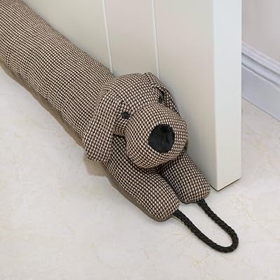 Marwood Under Door Draught Excluder 81cm Brown Dog with Hanging Loops