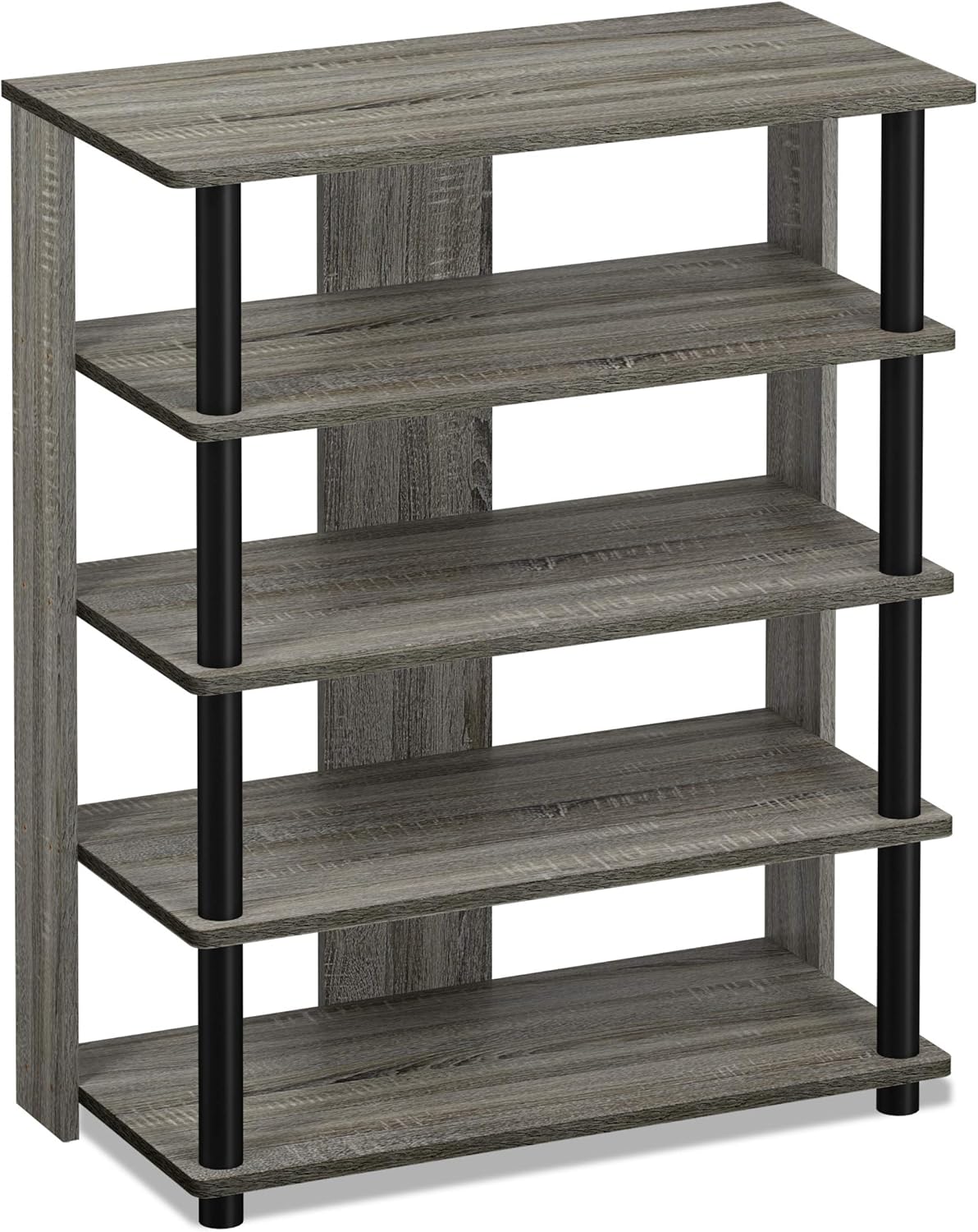 gray wood shoe rack on Amazon Com Furinno Turn N Tube 5 Tier Shoe Rack 23 6 W French Oak Grey Black Furniture Decor