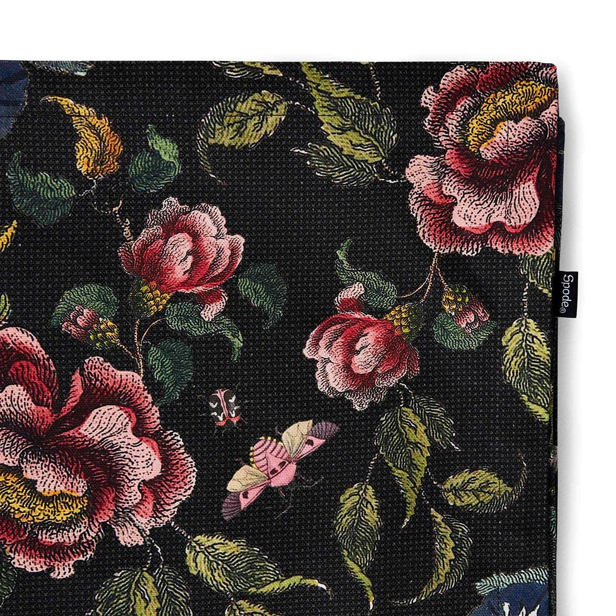 Spode x Creatures of Curiosity Black Tablecloth - Cotton Table Cloth, Elegant Floral Design, Durable and Stylish, Suitable for Dining Tables, Special Occasions, or Everyday Use, 140 x 180cm