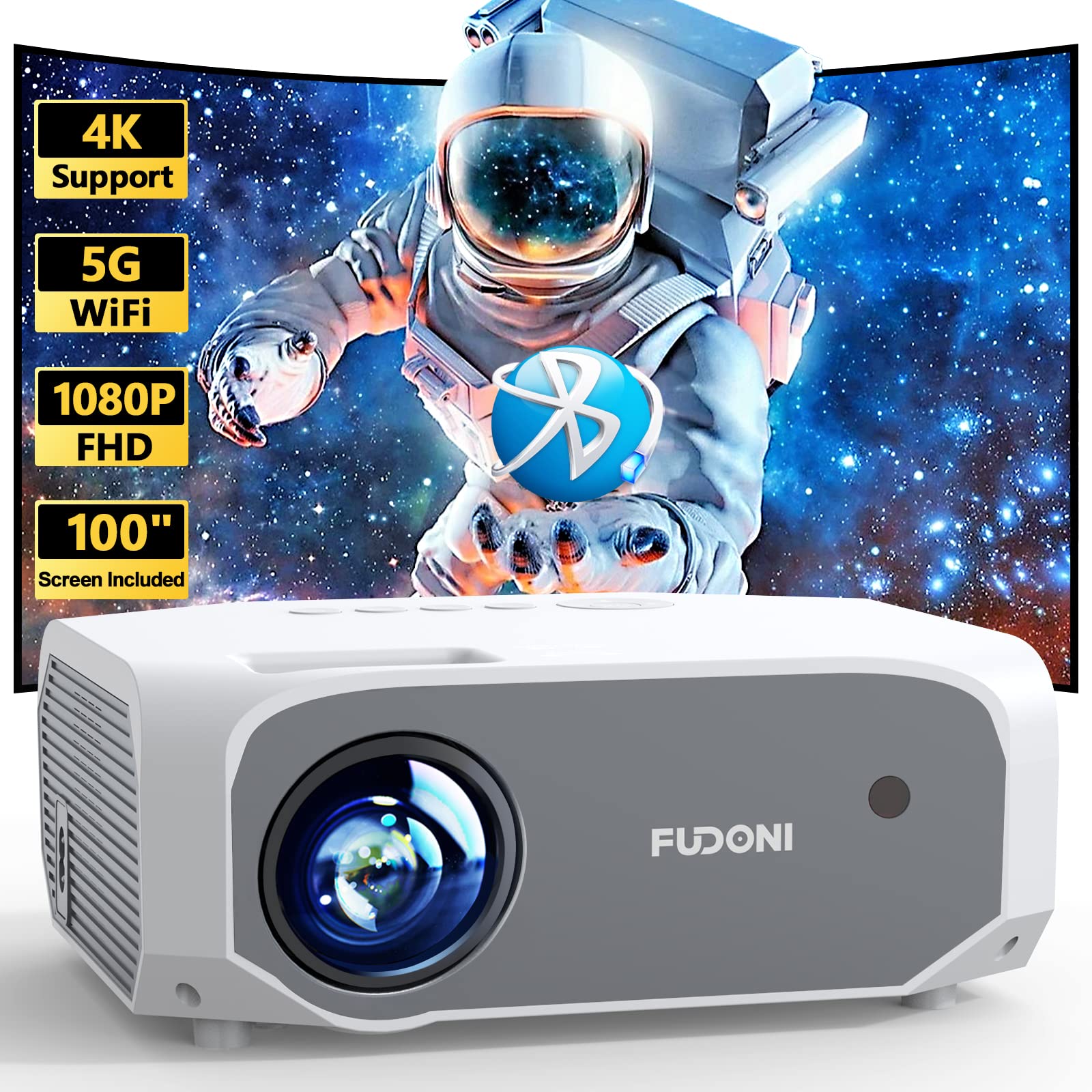 FUDONI Projector with 5G WiFi and Bluetooth, 12000L