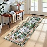 U'Artlines 2' x 6' Boho Hallway Runner Rug, Non Slip Washable Vintage Farmhouse Kitchen Rug Accent Area Carpet for Entryway Laundry and Living Room (Green)