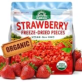 Organic Freeze Dried Strawberries Pieces, Dehydrated Strawberry Fruit | Crispy No Sugar Added Dry Berries, Perfect for Yogurt Cereal Bowls, Baking Cake Breakfast Snacks, Vegan No Additives (9.2oz)