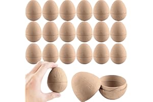 20 Pack 3 Inch Paper Mache Easter Eggs DIY Easter Eggs Fillable Blank Easter Eggs Empty for Easter Party Decoration (Color Se