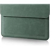 Allinside 13 Inch Laptop Sleeve Case for MacBook Air 13 2018-2025/MacBook Pro 13 2016-2022/Macbook Pro 14 2021-2024, Waterproof Matte PU Leather Horizontal Envelope Protective Case Cover, Dark Green