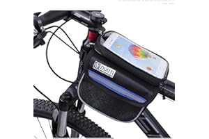 Kriopy Bike Bag,Bicycle Bags,Bike Saddle Bag,Phone Holder for Bike,Touchscreen Bike Phone Mount,Waterproof, Top Tube Bag,Bicycle Accessories,Bike Frame Storage bag,Phone Screen under 6.8” (Blue)