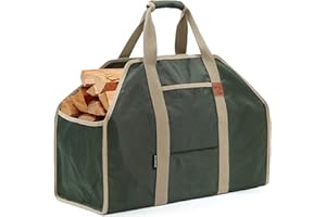 Zettfuly Firewood Carrier with Handles - Large Log Carrier for Firewood, Heavy Duty Wood Carrier for Firewood, Waterproof Firewood Carriers Tote Bag, Large Capacity, Wood Stove Accessories, Green