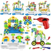 STEM Educational Building Toys for Kids Ages 4-8, Creativ Building Blocks | 315PCS; Large-size design, Child-friendly; Screw Toy with Electric Drill; Kids Tool Set, Creative Mosaic Toolbox