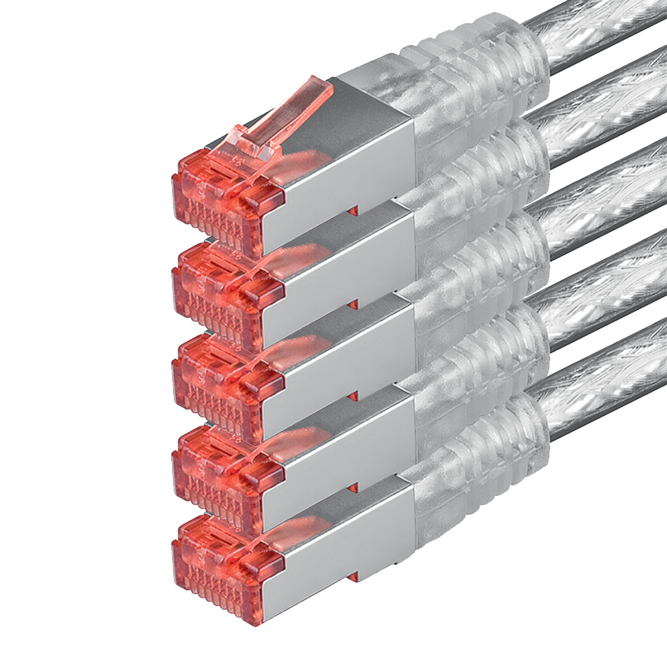 1aTTack.de 5x 5m - Cat 6 network cable patch cable Cat6 RJ45 SFTP - transparent