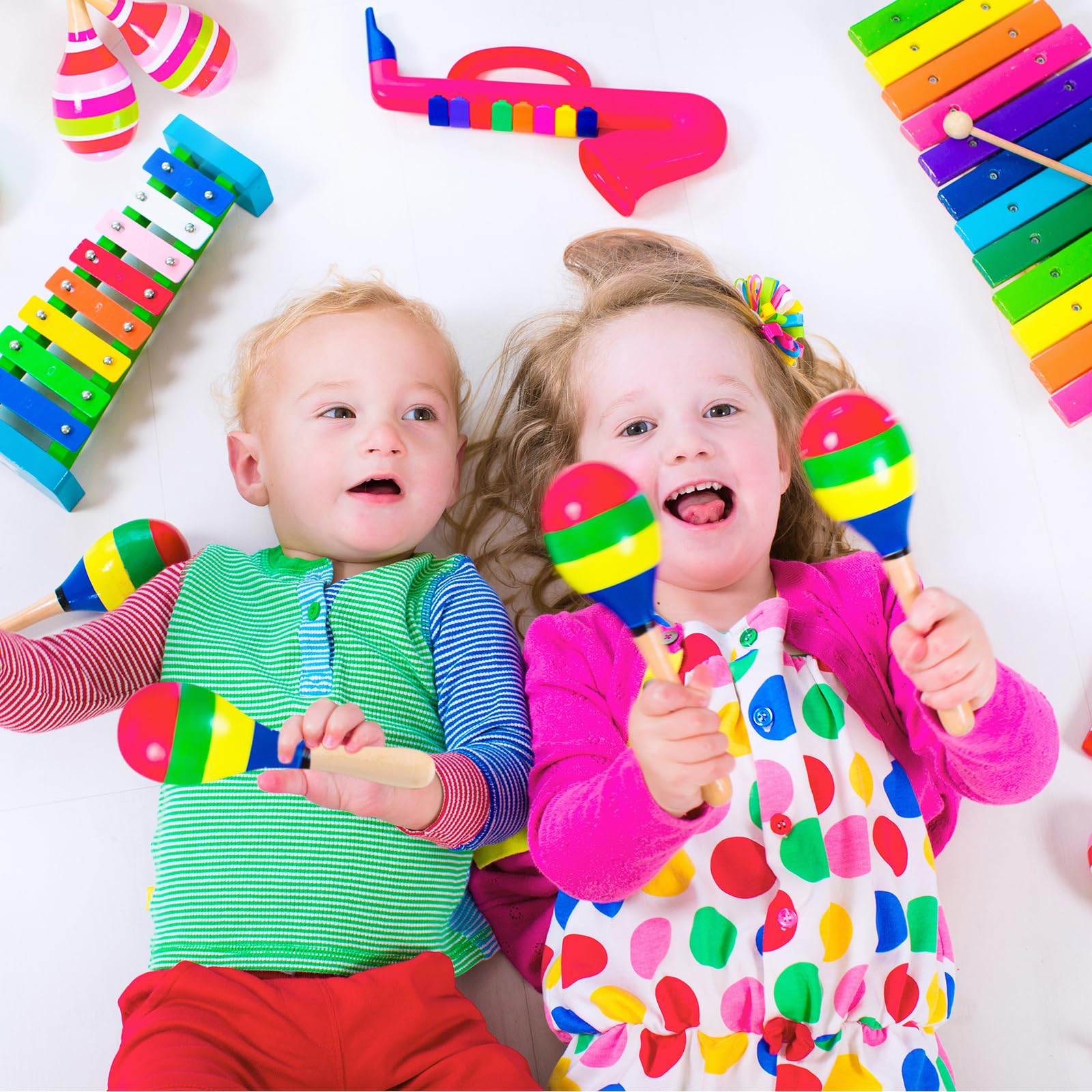 20Pcs DIY Wooden Maracas for Kids, Mini Maracas for Mexican Fiesta Party Favors with 12Pcs Multicolor Pens, Cinco De Mayo Party Supplies