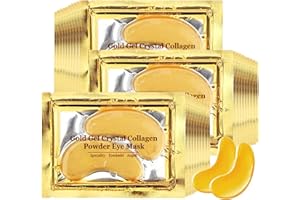 Adofect Collagen Powder Eye Mask 30 Pairs Gold Under Eye Gel Pads, Hyaluronic Acid Under Eye Mask Gel Patches for Puffy Eye Reducing Dark Circles, Eye Bags, Wrinkle, Refresh Your Eyes, Gold