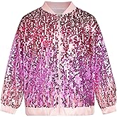 GRACE KARIN Girls Sequin Jacket Kids Bomber Zip Outwear Sparkle Fall Top Cardigan Dress Coat Size 5-14