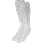 NuVein Women's Compression Socks, 15-20 mmHg Support, Cable Knit Pattern, Over Calf Knee High, White, X-Large