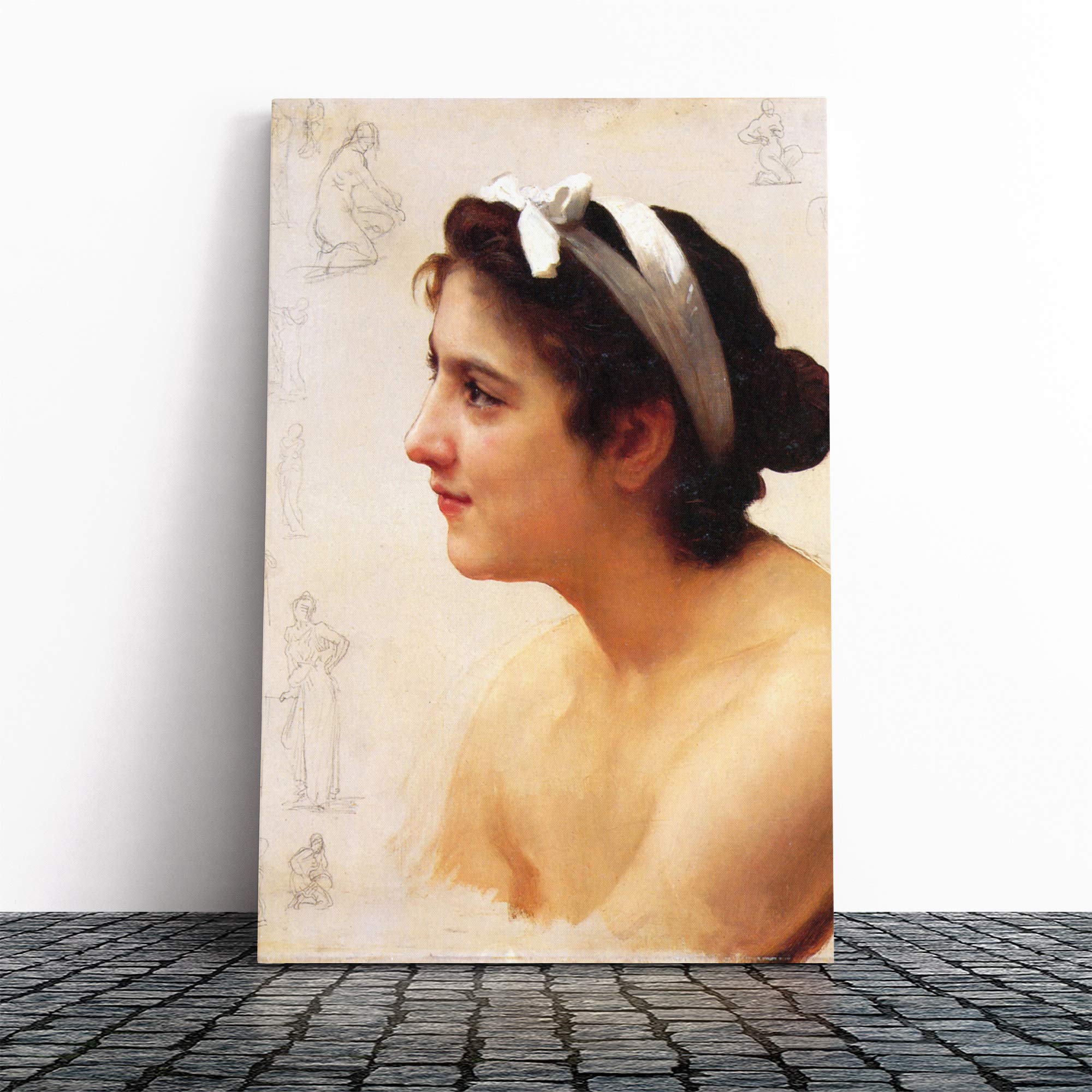 William Adolphe Bouguereau Woman Offering Love Canvas Print | Gallery Wrapped 30mm Frame Wall Art | 20x14 inches | Ready to Hang | Modern People Picture | Living Room Bedroom Lounge Office