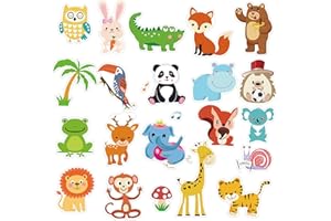 GeeRic 23Pcs Window Stickers Gel & Decals for Kids, Jungle Animals Window Clings Stickers, Window Gel Clings Decals, Reusable Thick Gel Clings for Toddlers and Adults Plane Classroom Home
