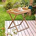 JIKUGO Patio Side Table Outdoor Folding Side Table Small Coffee End Table Multi-Functional Porch Table Snack Table for Balcony Garden Yard Lawn