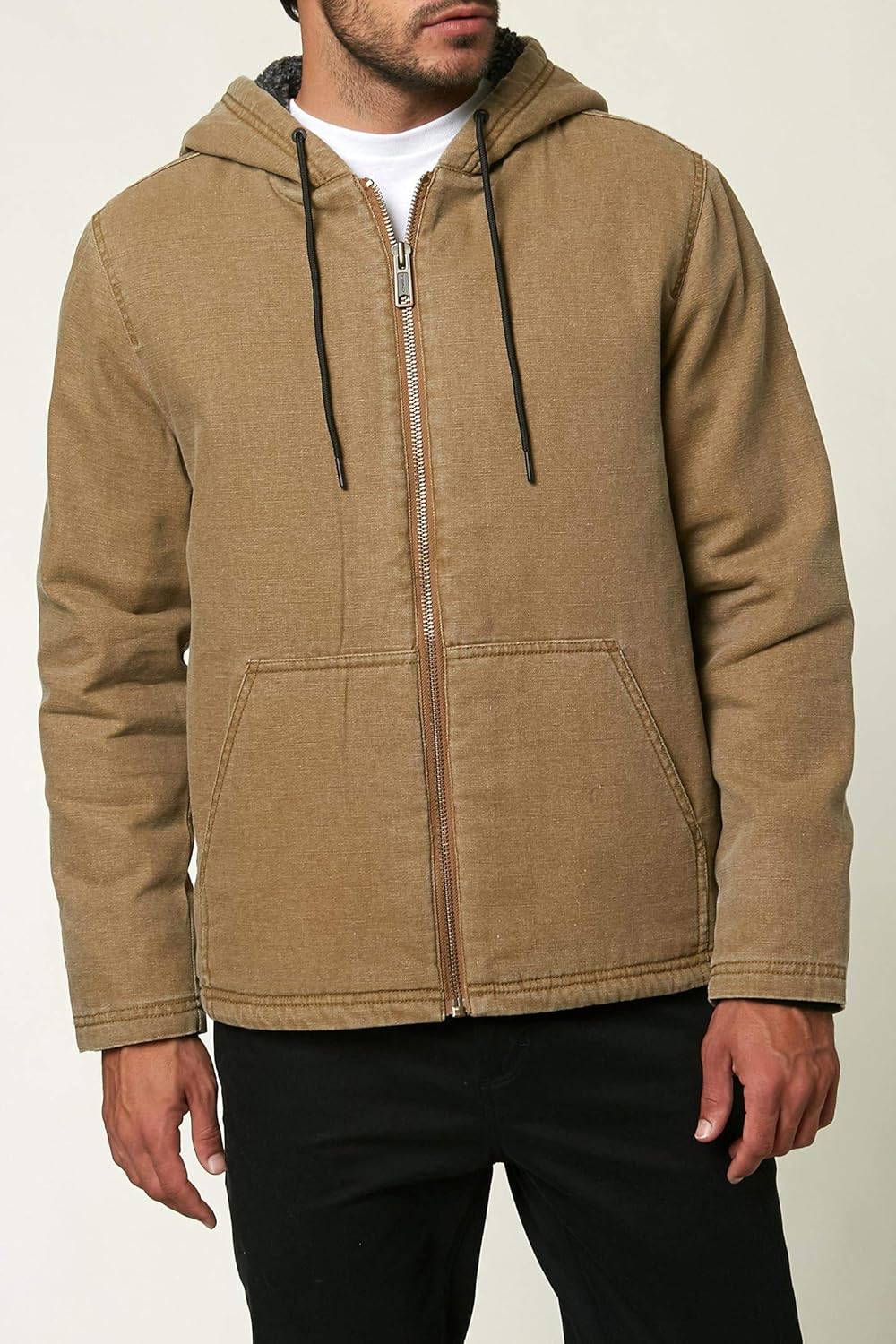 O'NEILL Men's Hooded Zip Up Canvas Jacket (Tobacco/Chapman, XL): Clothing