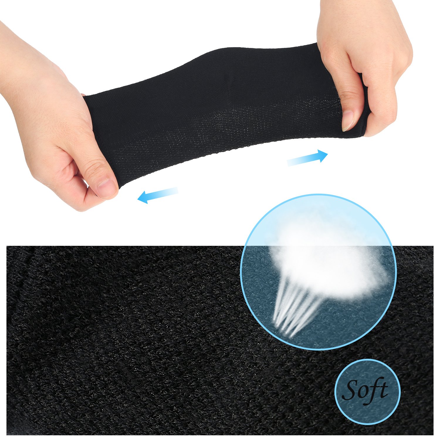 Soft Ventilate Gel Heel Socks Open Toe Socks for Dry Hard Cracked Skin Moisturizing Day Night Care Skin, 3 Pairs (Regular Size, Black) : Beauty