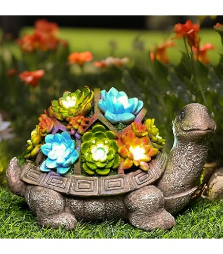 Amazon.com: GIGALUMI Solar Garden Statues Turtle Figurine Lights