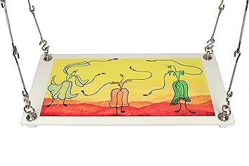 Outdoor Plywood Hanging Swing Set/Jhula with Hand Painted Modern Art for Home and Garden (Upto 200kgs of Human Weight)