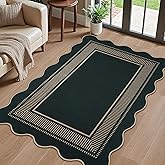 LORWER Modern Easy Jute 3x5 Outdoor Patio Rug, Black Washable Rugs for Entryway Indoor Kitchen Rugs, Farmhouse Neutral Non Slip Carpet for Living Room Backyard