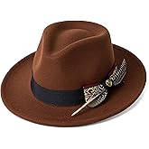MTKCM Classic Wide Brim Fedora Hats Wide Brim Felt Dress Hat for Men