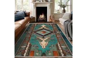 Southwestern Navajo Rug, Washable 3x4 Rug for Living Room, Aztec Boho Vintage Patterned Indoor Carpet, Southwestern Navajo De