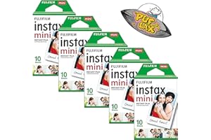 Mini Instant Camera Film: 50 Shoots Total, Value Pack, (10 Sheets x 5) - Capture Memories Anytime, Anywhere - includes Puflax UFO Sticker