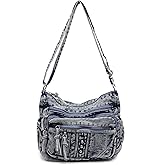 YANPLS Vintage Denim Crossbody Bag for Women, Adjustable Strap Jean Purse, Blue Casual Shoulder Handbag