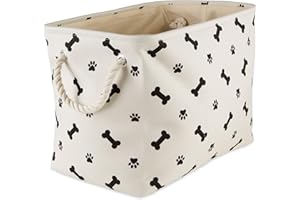Bone Dry Pet Storage Collection Paw and Bone Print, Medium Rectangle, 16x10x12, Black