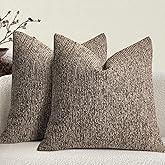 HXTOOG Chenille Fabric Textured Couch Decorative Throw Pillow Covers - Mid Century Retro Farmhouse Style 18 x 18 Inch Set of 2, Cushion Case Pillowcase for Sofa, Bedroom Living Room, Brown Stone
