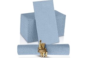 Disposable Cloth-Like Paper Napkins, 200 Pack 12" x 17" Linen-Feel Blue Denim Dinner Napkins For Wedding, Party, Kitchen Or B