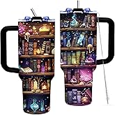 TNASURHUS Book Lovers Gifts 40oz Tumbler with Handle and Straw, Book Tumbler for Friend, Bookish Gifts for Women Readers Librarian, Book Accessories Stainless Steel Travel Mug 1 Pcs