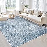 Area Rugs 6x9 Living Room: Washable Rug Modern Abstract Large Rugs Soft Non Slip Neutral Rug Stain Resistant Indoor Carpet for Bedroom Kitchen Dining Room Table Nursery Home Office Rugs(Blue,6'x9')