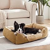 JOEJOY Medium Dog Cat Bed Lamb Fleece Warm Washable Brown 63x53x21cm view 9