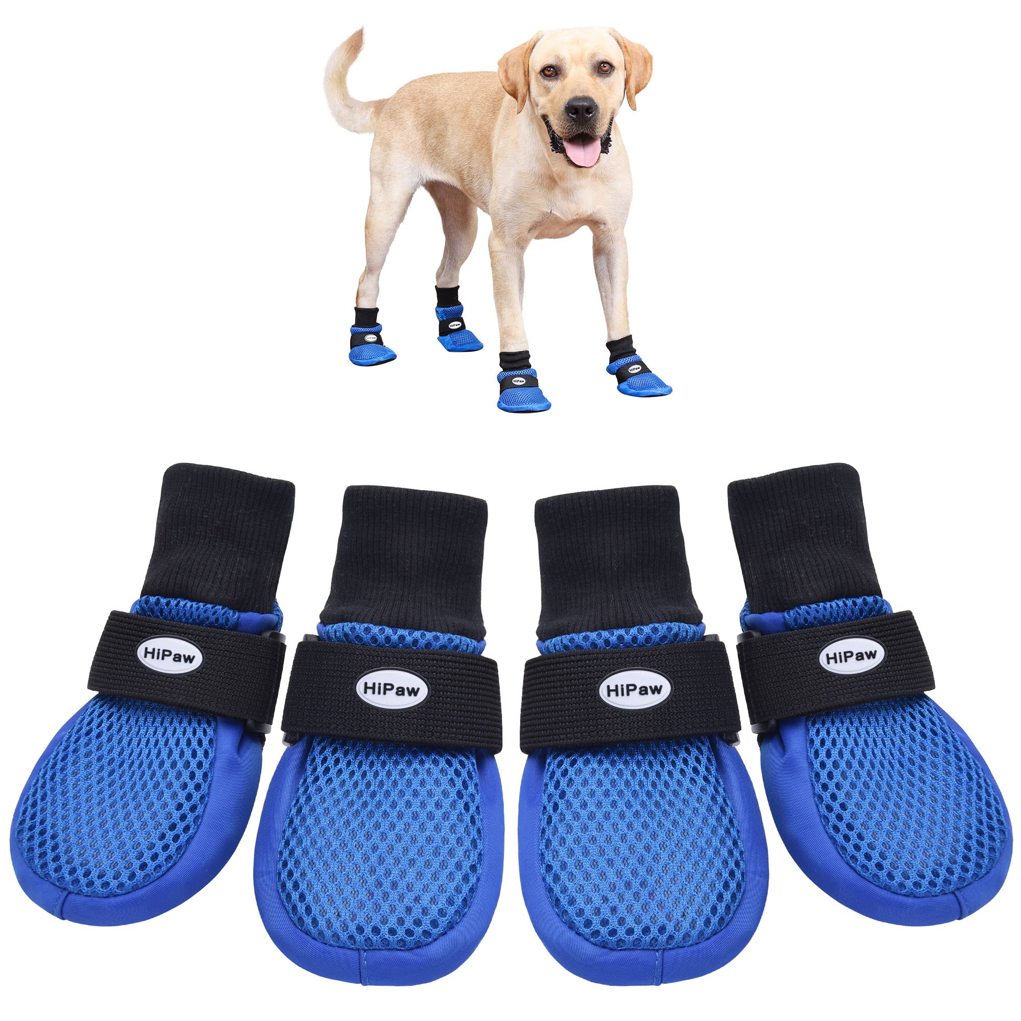 Hipaw Summer Breathable Dog Boots Nonslip Sole Paw Protector for Hardwood Floor