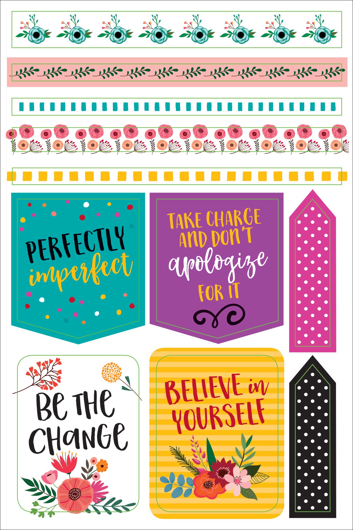 Essentials Planner Stickers -- Wake Up Kick Ass Repeat (Set of 150 Stickers)