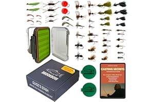 BROOKBOW Guide's Stash Fly Fishing Flies Kit – 48 Premium Hand-Tied Flies for Trout, Bass & Panfish | Fly Casting Secrets Mini Class Included | Essential Fly Fishing Gear