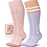 CTHH Thick Cotton Compression Socks for Women 15-20mmHg Cute Knee High Socks Support for Running, Travel, Nurse, Pregnancy