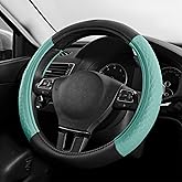 Skechers Steering Wheel Cover,Leather Steering Wheel Cover Hexcomb Design Embedded TPE Steering Wheel Universal Fit 14" 1/2-15" Car Wheel Protector for Men Women Fit Suvs,Vans,Sedans,Car,Trucks,Mint