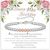 BMMYE 30th 40th 50th 60th 70th Birthday Gifts for Women, 925 Sterling Silver Bracelet for Women with Cards Adjustable 4mm Silver Bead Bracelet Birthday Gifts for women Jewellery for Mum Grandma